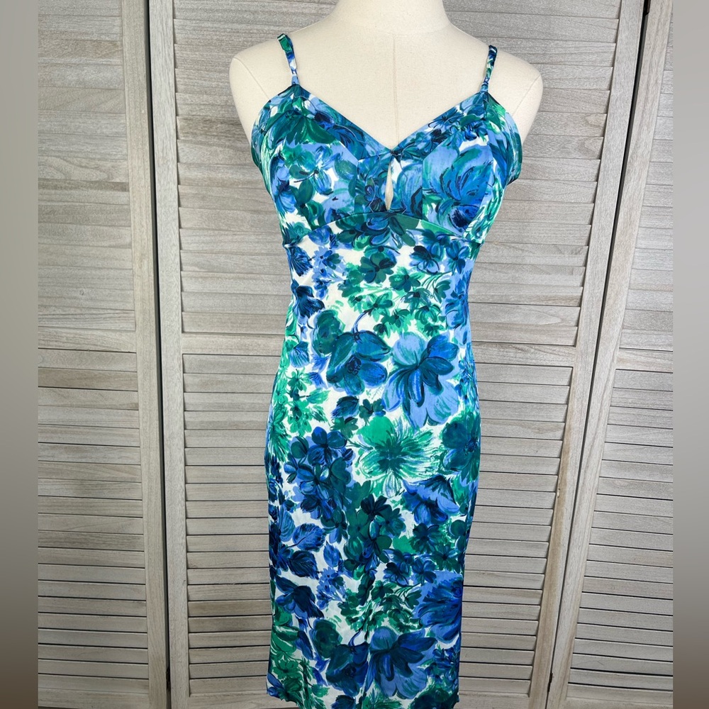 HOLLYWOOD VASSARETTE Vintage Nightgown/Lingerie Blue Floral-32S